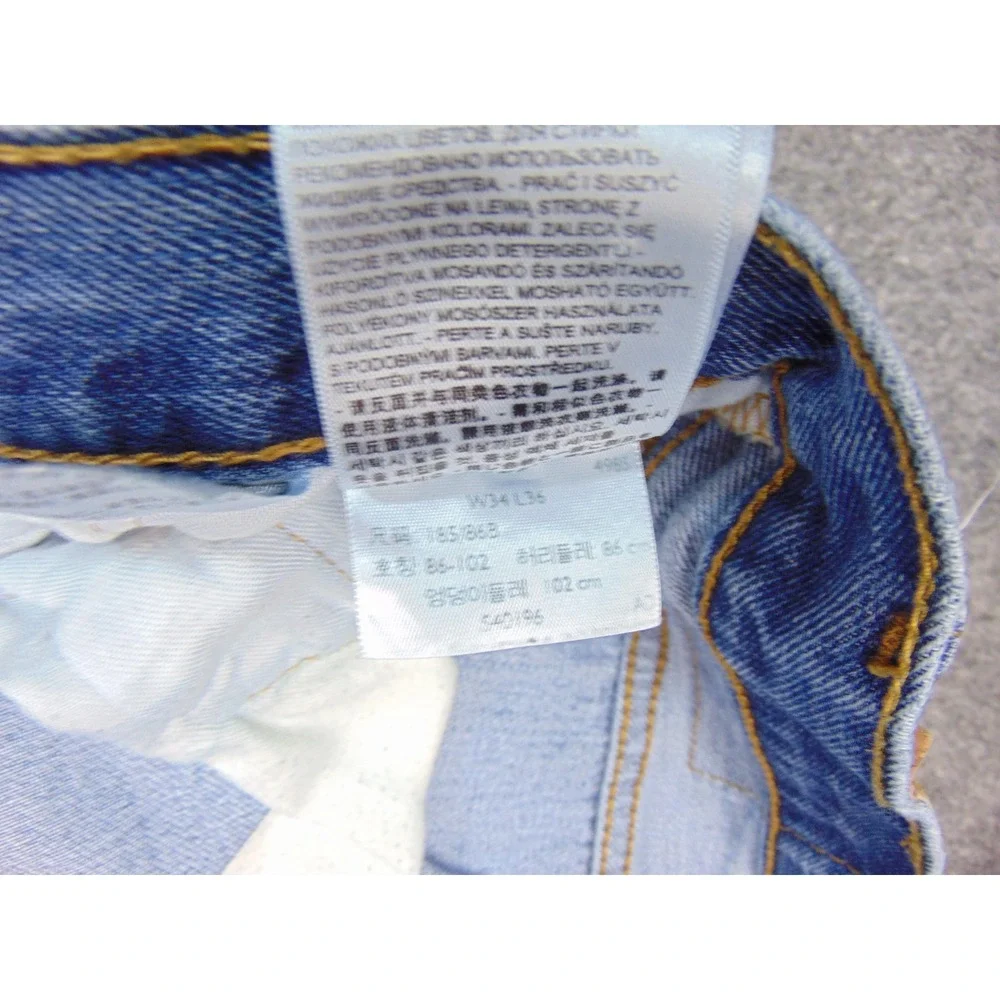 Levi's 501 Jeans Mens 34x36 Original Straight Blue Solid Button Fly Americana